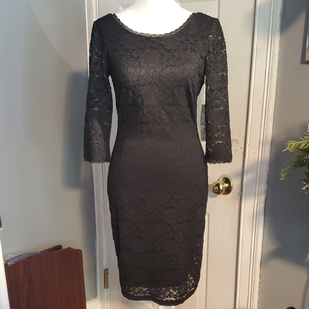 Eliza J Black Lace Long Sleeve Dress